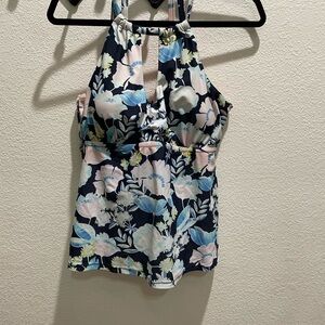 Raisins Navy Floral Tankini Swim Top